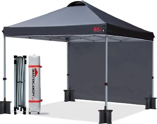 Faltpavillon 3x3 m – Pop-Up Pavillon – Schwarz – inkl. Seitenwand – Höhenverstellbar – wasserfest – UV-Schutz 50+