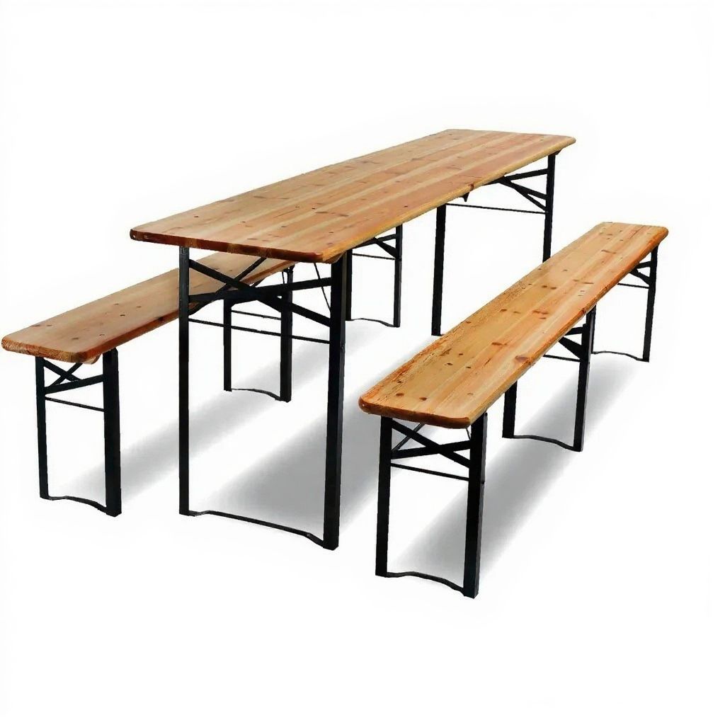 Bituxx Bierzeltgarnitur – 220 cm – Klappbar – Stahl/Holz – 3-teilig – bis 10 Personen