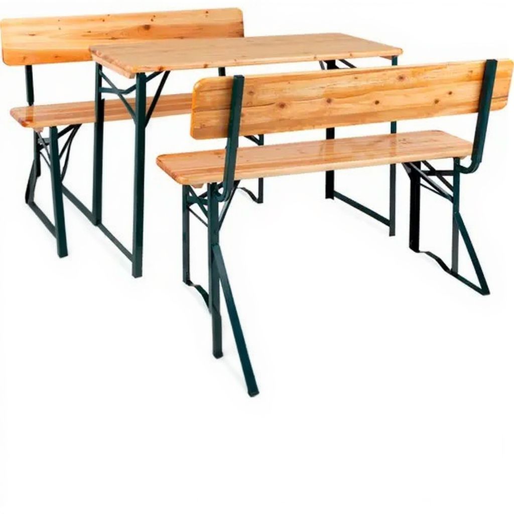 Stagecaptain Hirschgarten Bierzeltgarnitur – 119 cm – mit Lehne – 5er Set – Natur